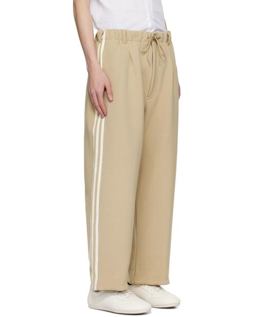 Y-3 Natural Signature 3-Stripes Logo Drawstring Track Pants for men
