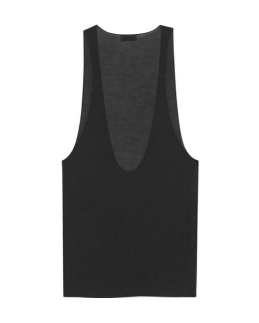 Saint Laurent Black Cassandre Sleeveless Tank Top