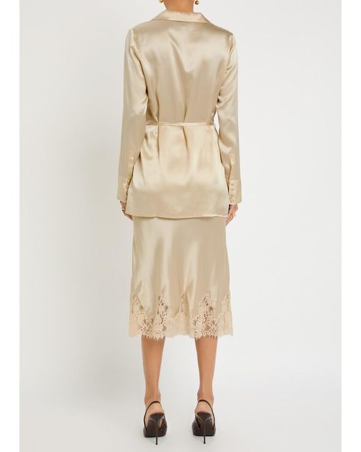 Reformation Natural Camilla Waist-Tie Silk Shirt