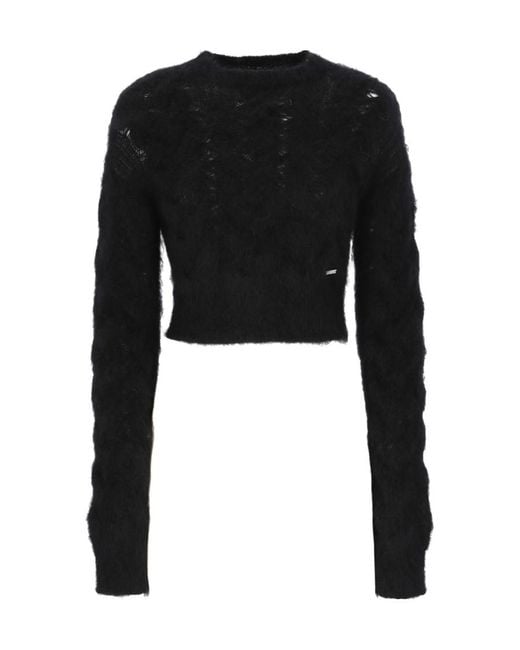 DSquared² Black Logo Plaque Brushed Effect Jumper