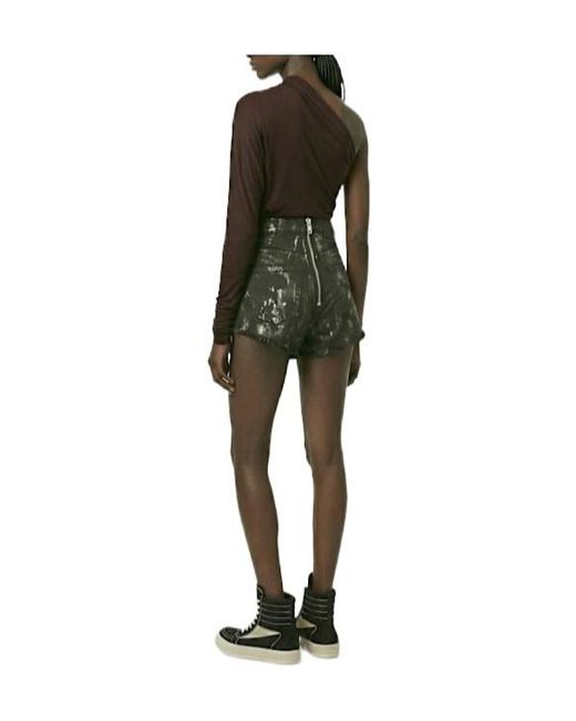 Rick Owens Gray Dirt Denim Shorts