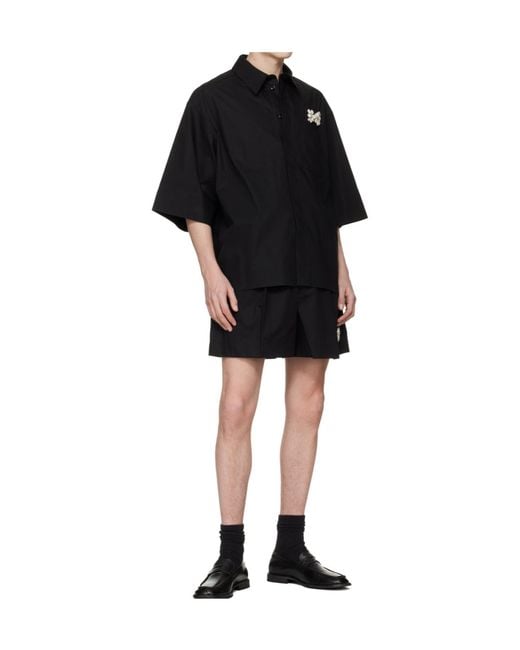 Simone Rocha Black Collared Short-Sleeved Shirt for men