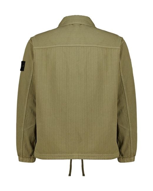 Stone Island Green Casual Shirt-Style Jacket for men