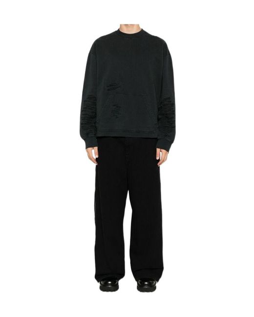 MM6 by Maison Margiela Black Ripped Sweatshirt for men