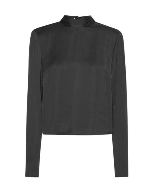 ROTATE BIRGER CHRISTENSEN Black Draped-Back Top