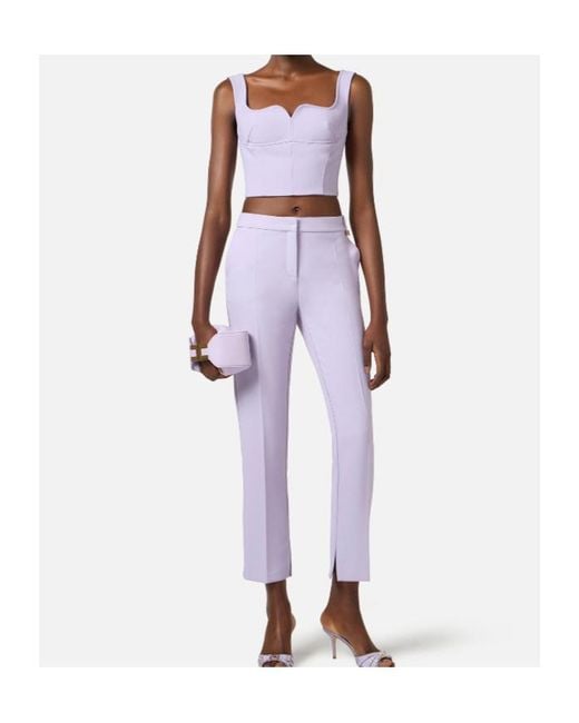 Elisabetta Franchi Purple Structured Crop Top