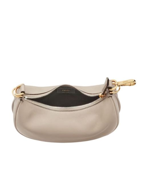 Fendi White Logo Plaque Mini Hobo Bag