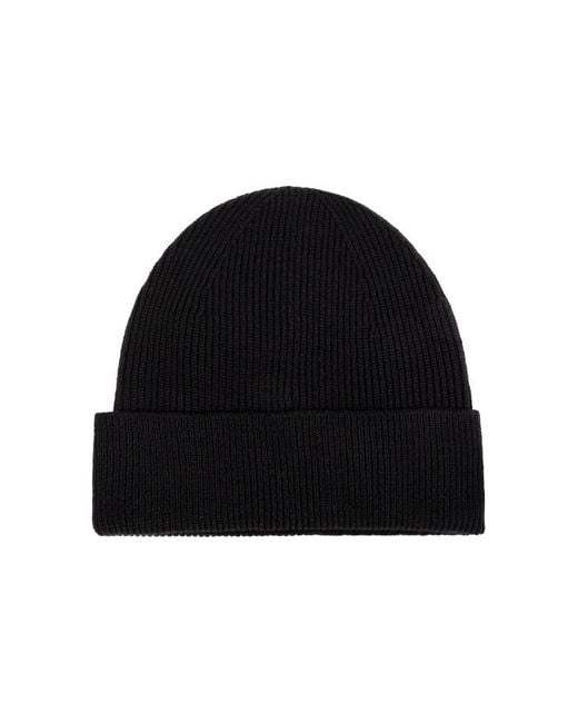 Balmain Black Logo-Patch Ribbed Beanie Hat for men