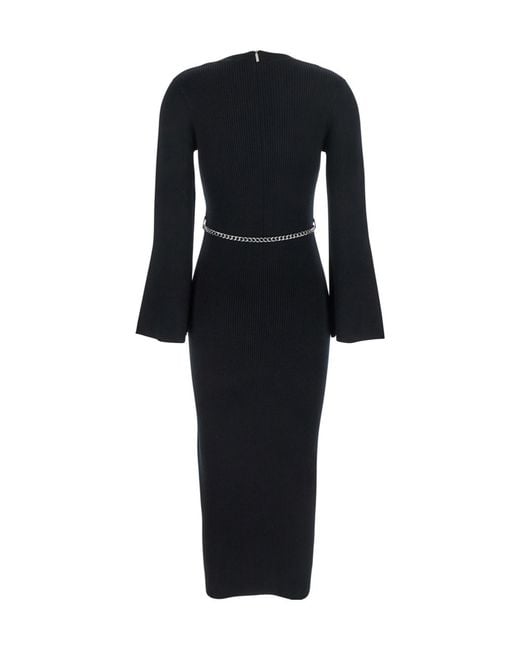 MICHAEL Michael Kors Black V-Neck Belted Midi Dress