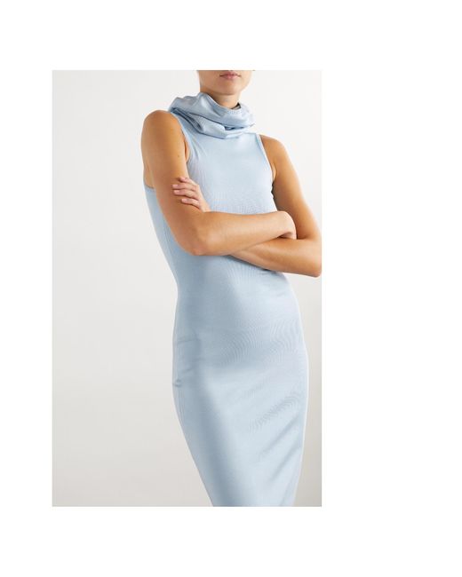 Alaïa Blue Alaïa Hooded Tube Dress