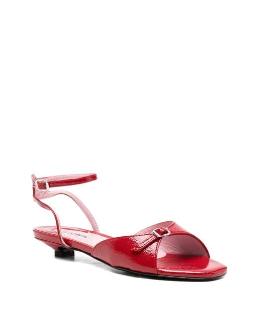 CAREL PARIS Red Baia Buckle-Strap Sandals
