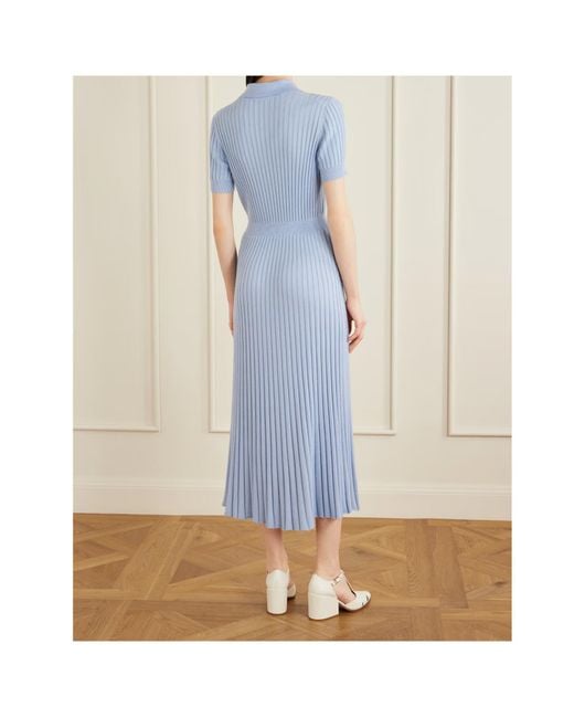 Gabriela Hearst Blue Amor Ribbed Silk And Cashmere-Blend Midi Dress