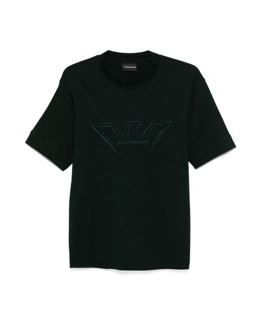 Emporio Armani Black Logo-Embroidered T-Shirt for men