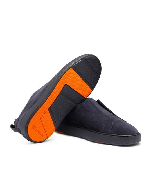 Santoni Blue Round-Toe Slip-On Sneakers for men