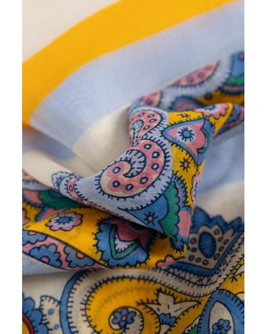 Etro Blue Paisley-Printed Scarf
