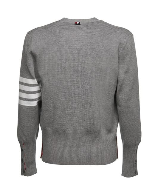 Thom Browne Gray Bar Cardigan for men