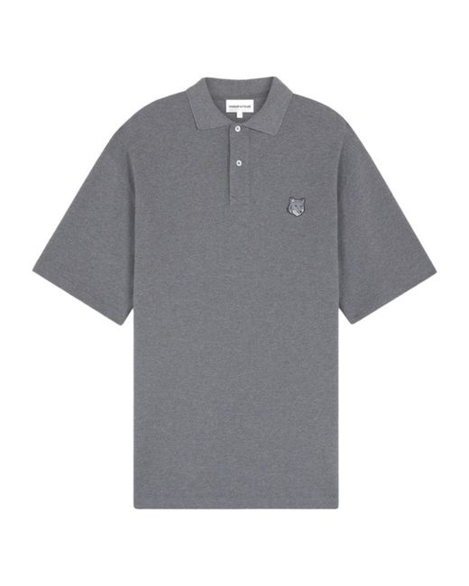 Maison Kitsuné Gray Maison Kitsuné Bold Fox Head Patch Polo Shirt for men