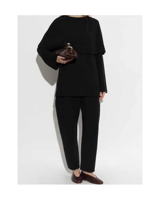 Lisa Yang Black Jaylani Cape-Overlay Knitted Sweater