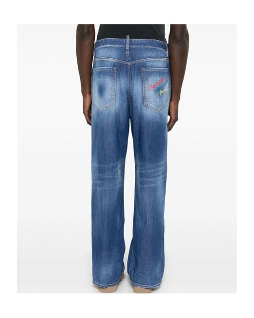DSquared² Blue Summer Lovers Medium Wash Loose Jeans for men