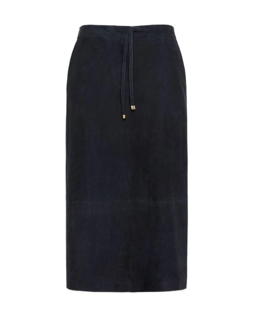 Max Mara Blue Suede Midi Skirt