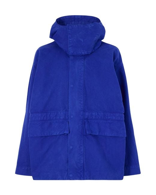 Victoria Beckham Blue Hooded Cotton-Canvas Jacket