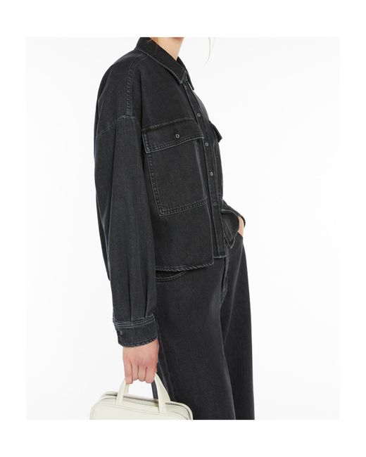 Weekend by Maxmara Black Buttoned Long-Sleeved Denim Shirt