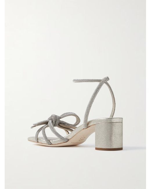 Loeffler Randall Crystal Embellished Metallic Suede Sandals