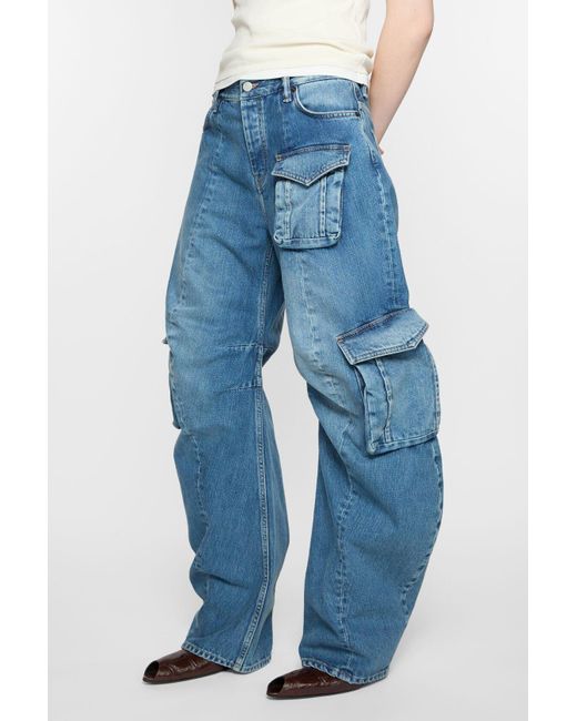 Acne Blue Gathered-Detailed Pocket Jeans