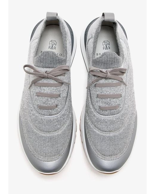 Brunello Cucinelli White Round Toe Sneakers for men