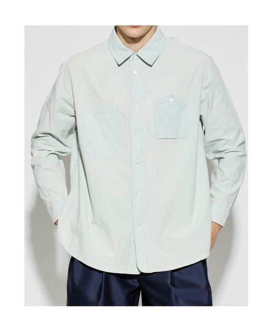 KENZO White Embroidered Button-Up Shirt for men