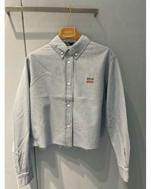 Miu Miu Blue Striped Chambray Shirt
