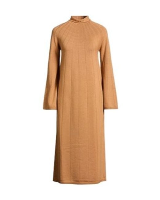 Max Mara Natural Solid-Color Wool Dress