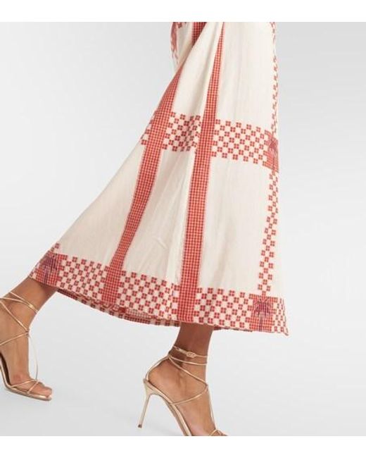 Johanna Ortiz Pink Printed Cotton Midi Dress