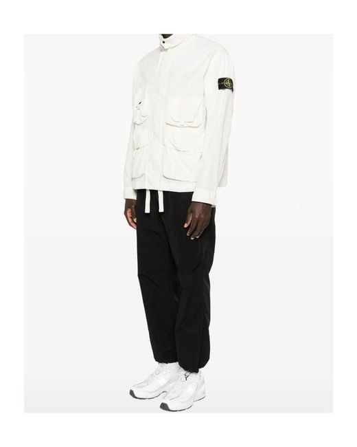 Stone Island White Pocket Zip Jacket for men