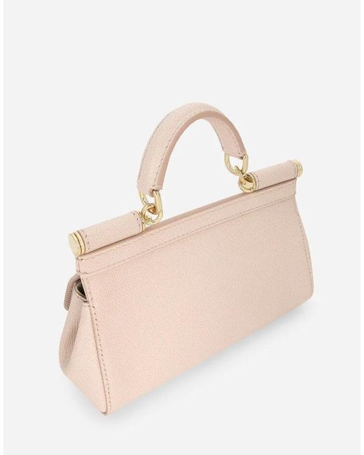 Dolce & Gabbana Pink Small Sicily Leather Tote Bag