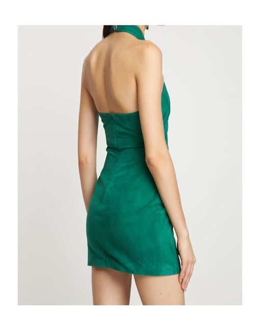 GIUSEPPE DI MORABITO Green Suede Halter Neck Mini Dress