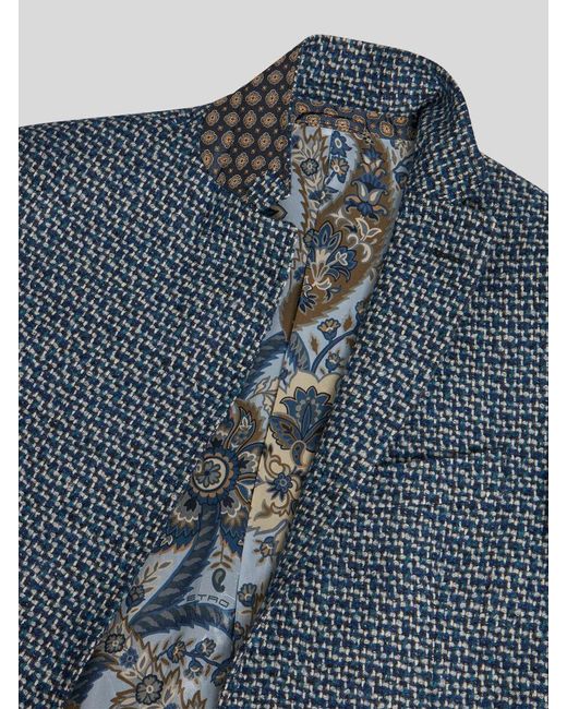 Etro Blue Single-Breasted Tailored Blazer for men