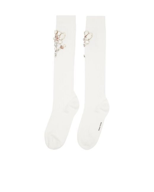 Simone Rocha White Ribbed Stockings