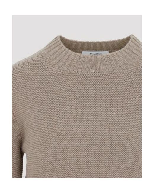 Max Mara Gray Crewneck Long-Sleeved Cropped Jumper
