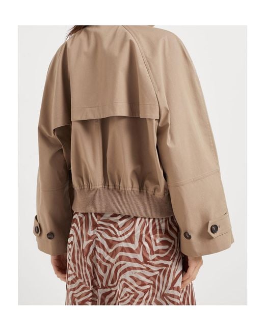 Brunello Cucinelli Brown Panama Cropped Pea Coat
