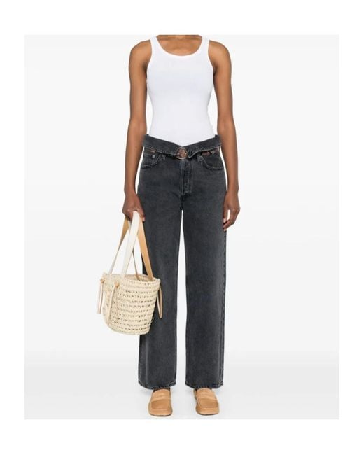 Agolde Gray High-Waisted Jeans