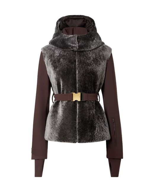 Fendi Black Technical Fabric And Shearling Down Jacket