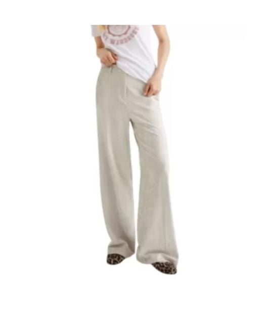 Marella White Casual Pants With Belt Loops