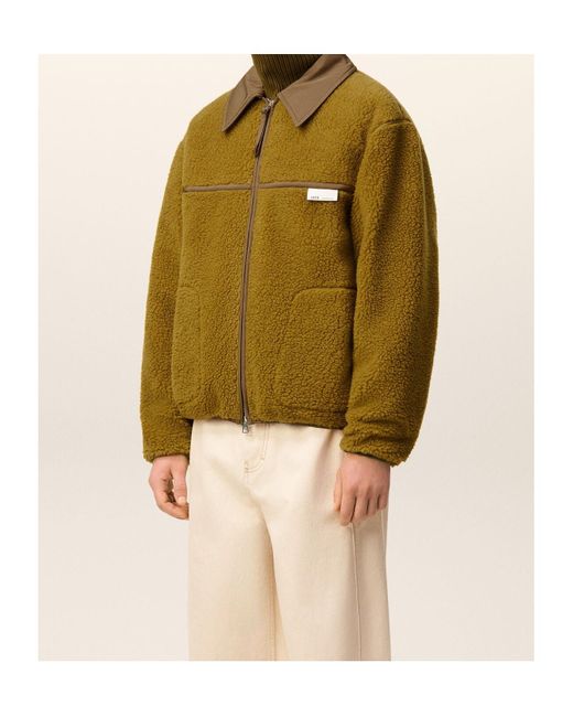 AMI Green Boxy Fleece Jacket for men