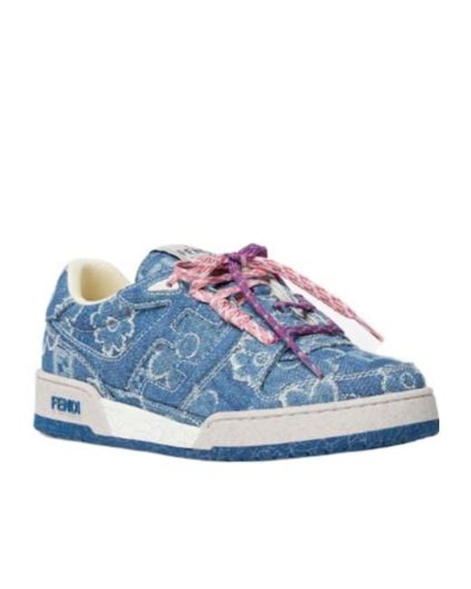 Fendi Blue Match Ff Jacquard Low-Top Sneakers