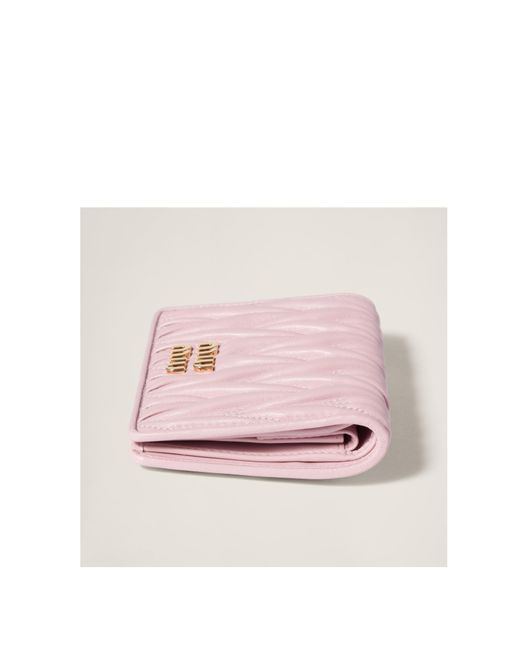 Miu Miu Pink Small Matelassé Nappa Leather Wallet