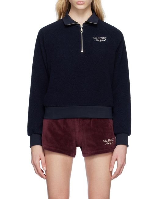Sporty & Rich Blue Half-Zip Fleece Sweatshirt