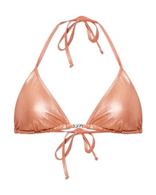 DIESEL Pink Elettra-Dnm Metallic-Effect Bikini Top