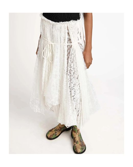 J.W. Anderson White Jw Anderson Mixed Lace Longline Skirt