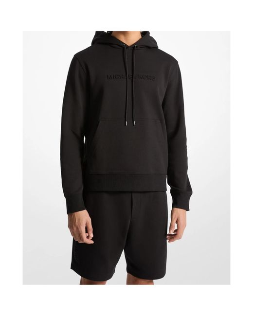 Michael Kors Black Embossed Logo Drawstring Hoodie for men